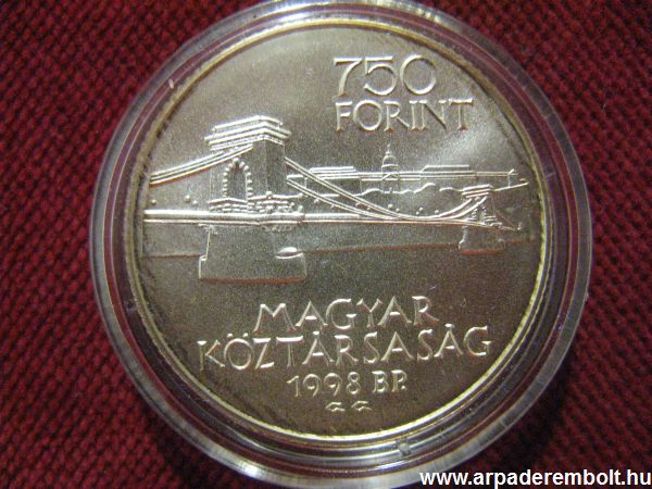 Budapest 125.�ves 750 forint 1998 pénz, érem numizmatika